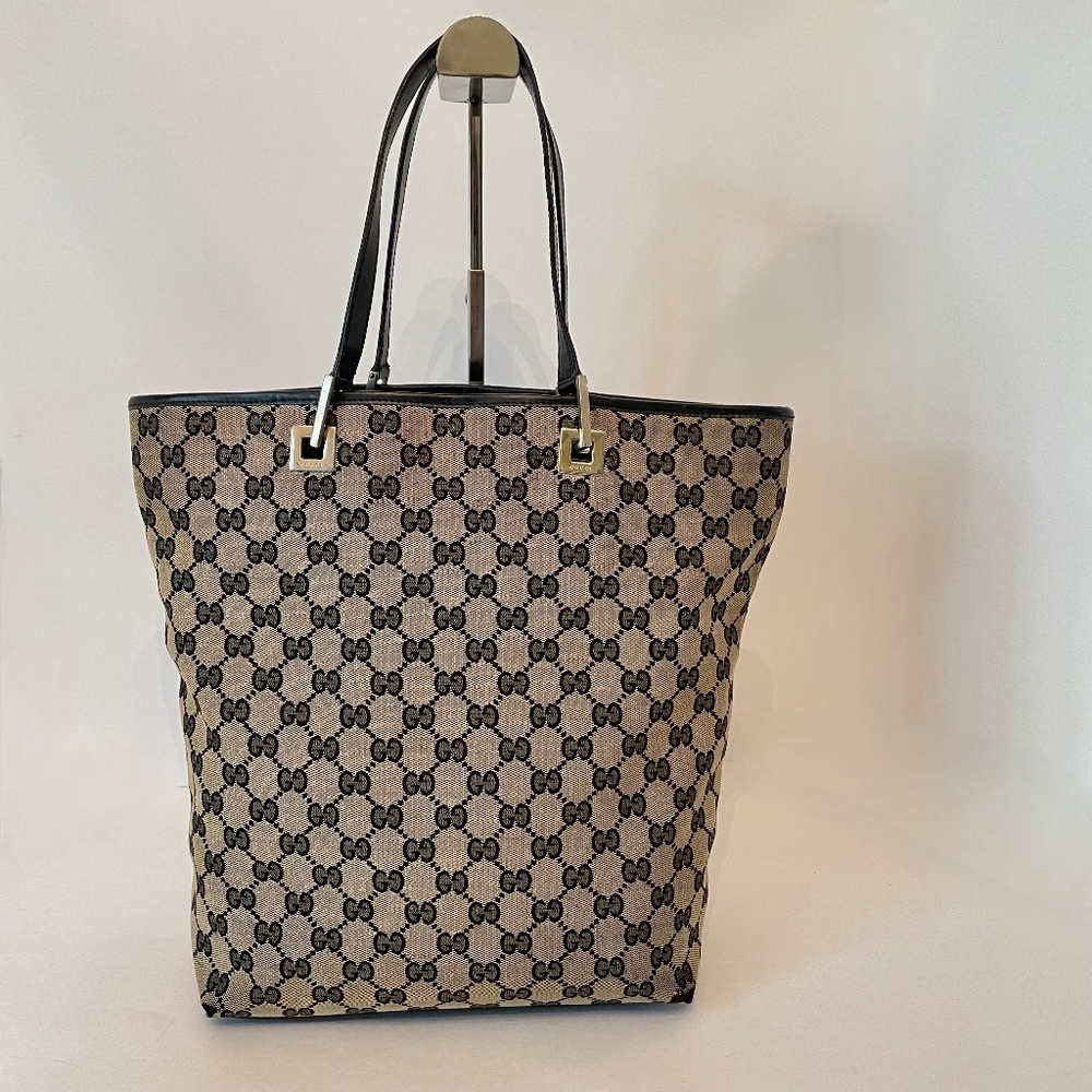 Gucci GG Monogram Black Canvas Tote Shoulder Bag